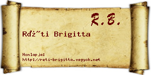 Réti Brigitta névjegykártya